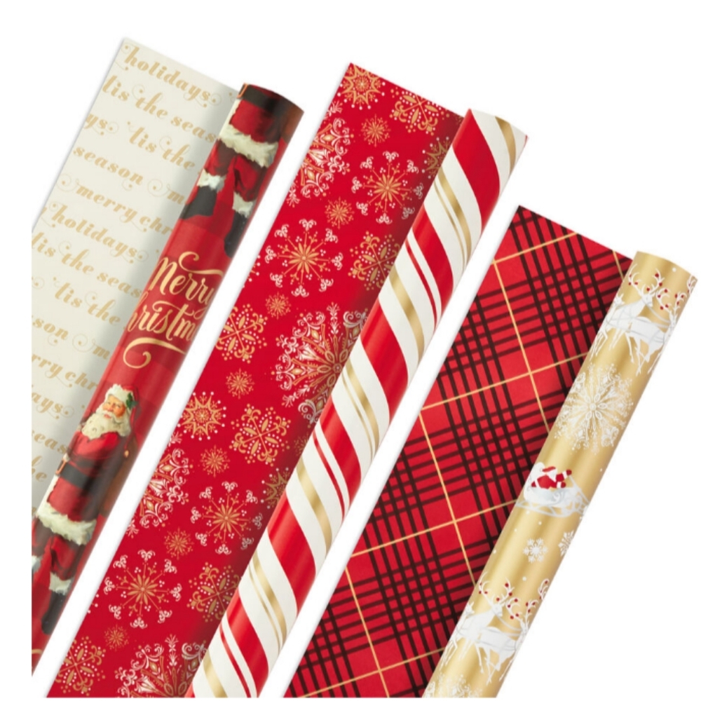 Hallmark Two Sided Reversible Gift Wrap Paper. 3 Rolls 120 SqFt.
